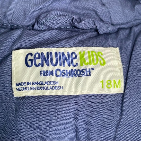 OshKosh Genuine Kids Button Down Blue Puffer Vest with Hood Size 18 months - Picture 3 of 5